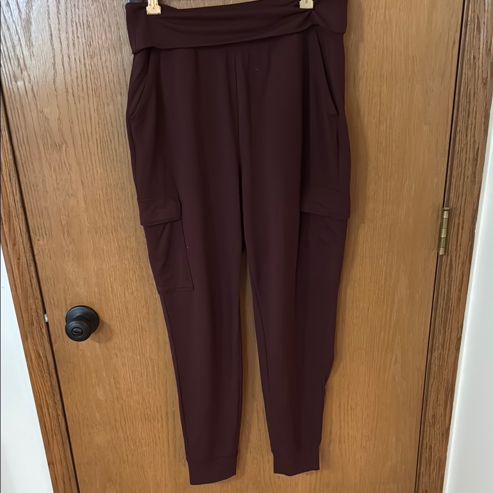 Old Navy Burgundy Joggers with Tapered Leg and Elastic Waistband